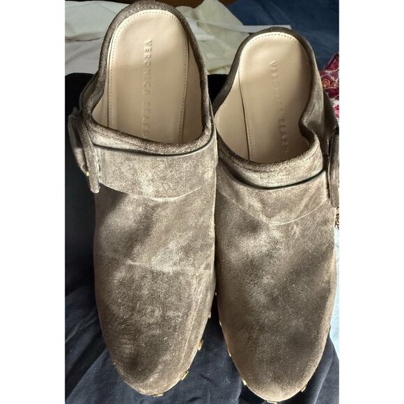 Veronica Beard Women’s 10  Brown Suede Clogs Designer Chic - Picture 2 of 11